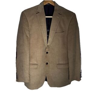 Chaps Ralph Lauren Corduroy Blazer Men 40R Tan Sport Coat Elbow Patches Paisley